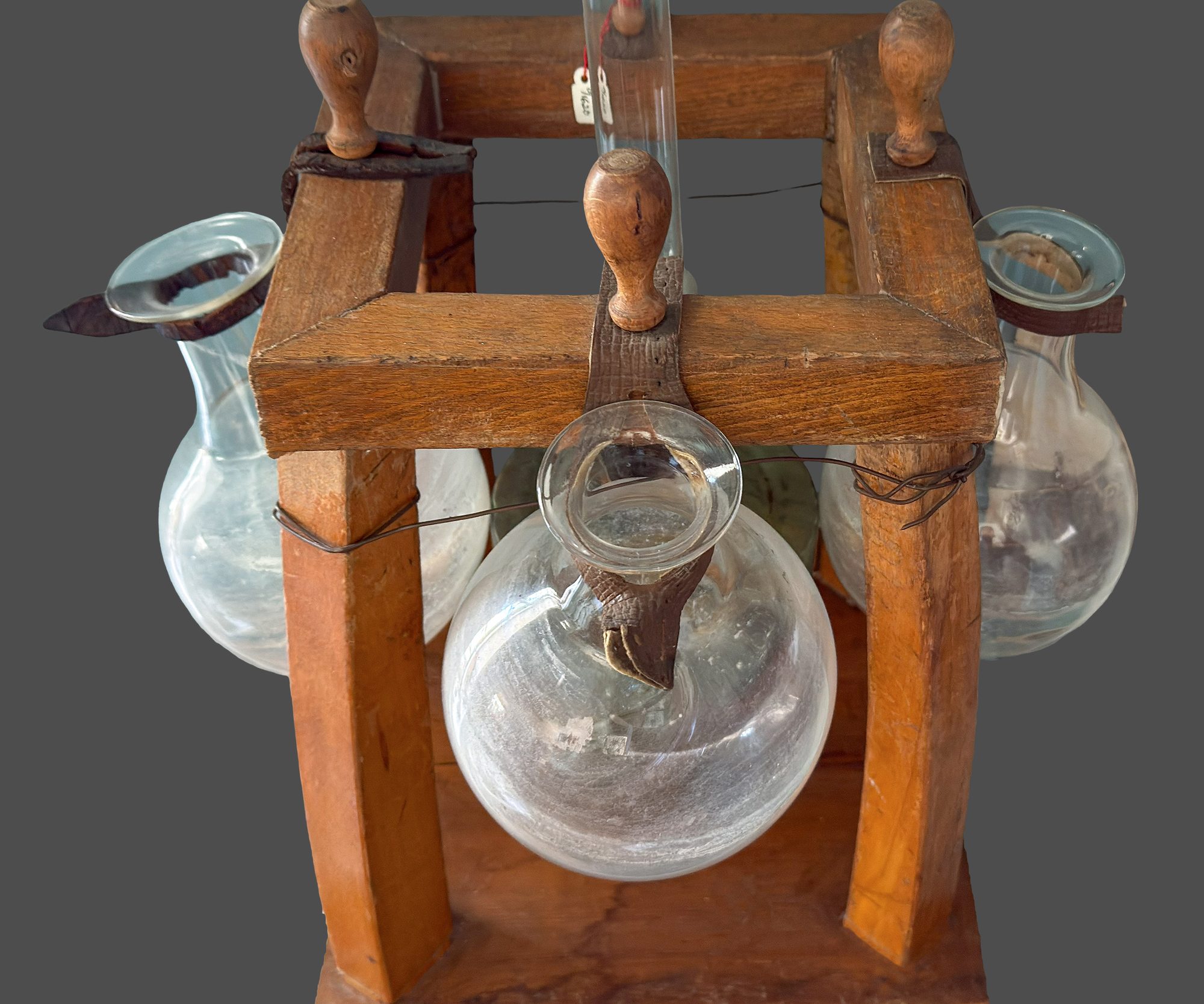Bird's eye view of Schusterkugeln, three glass spheres from above