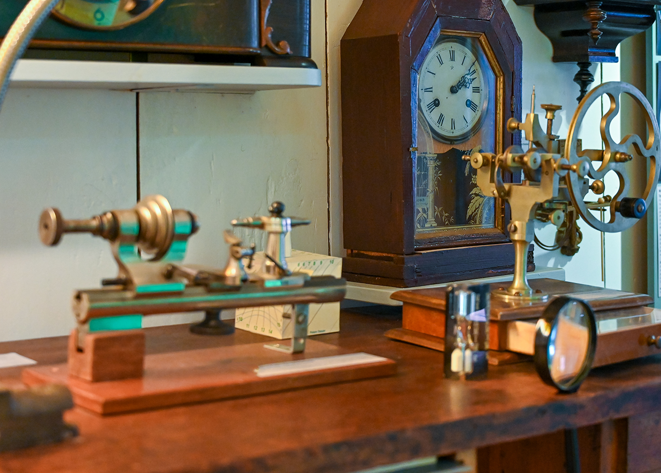 Historic clocks and watchmaker's tools